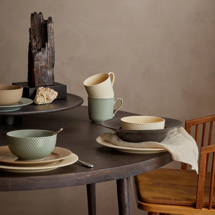 Lyngby Porcelaen Rhombe Earth Soup Bowl Set - Slate