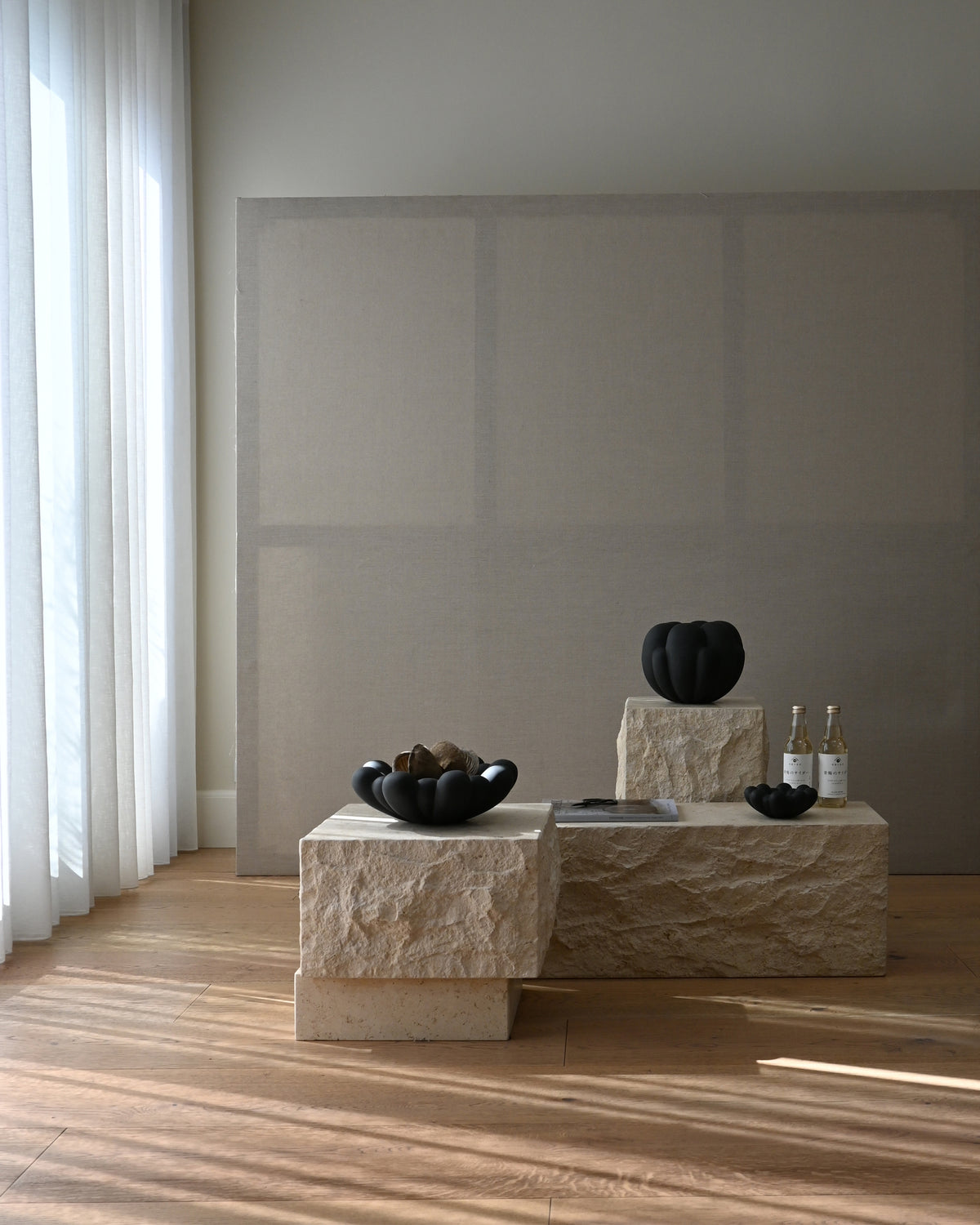 Temple Coffee Table, Tall - Limestone