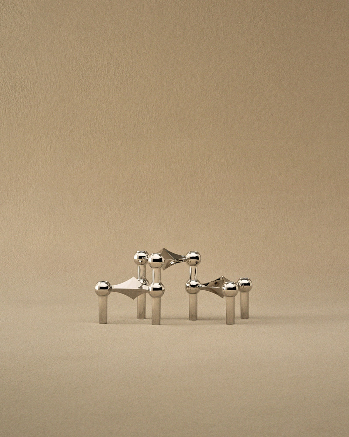 STOFF Nagel Candle Holder, Chrome (Set of 3)