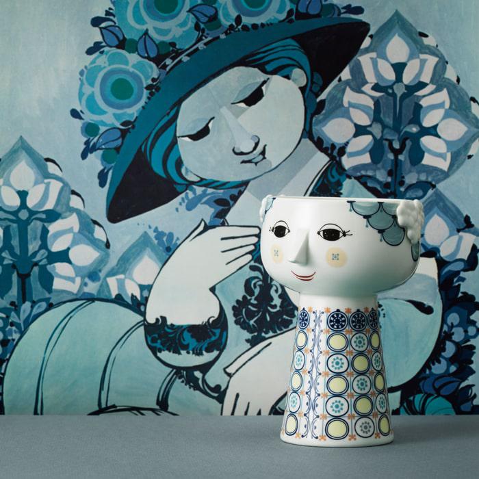 Bjorn Wiinblad Eva Vase, Dark Blue, H: 7.3"