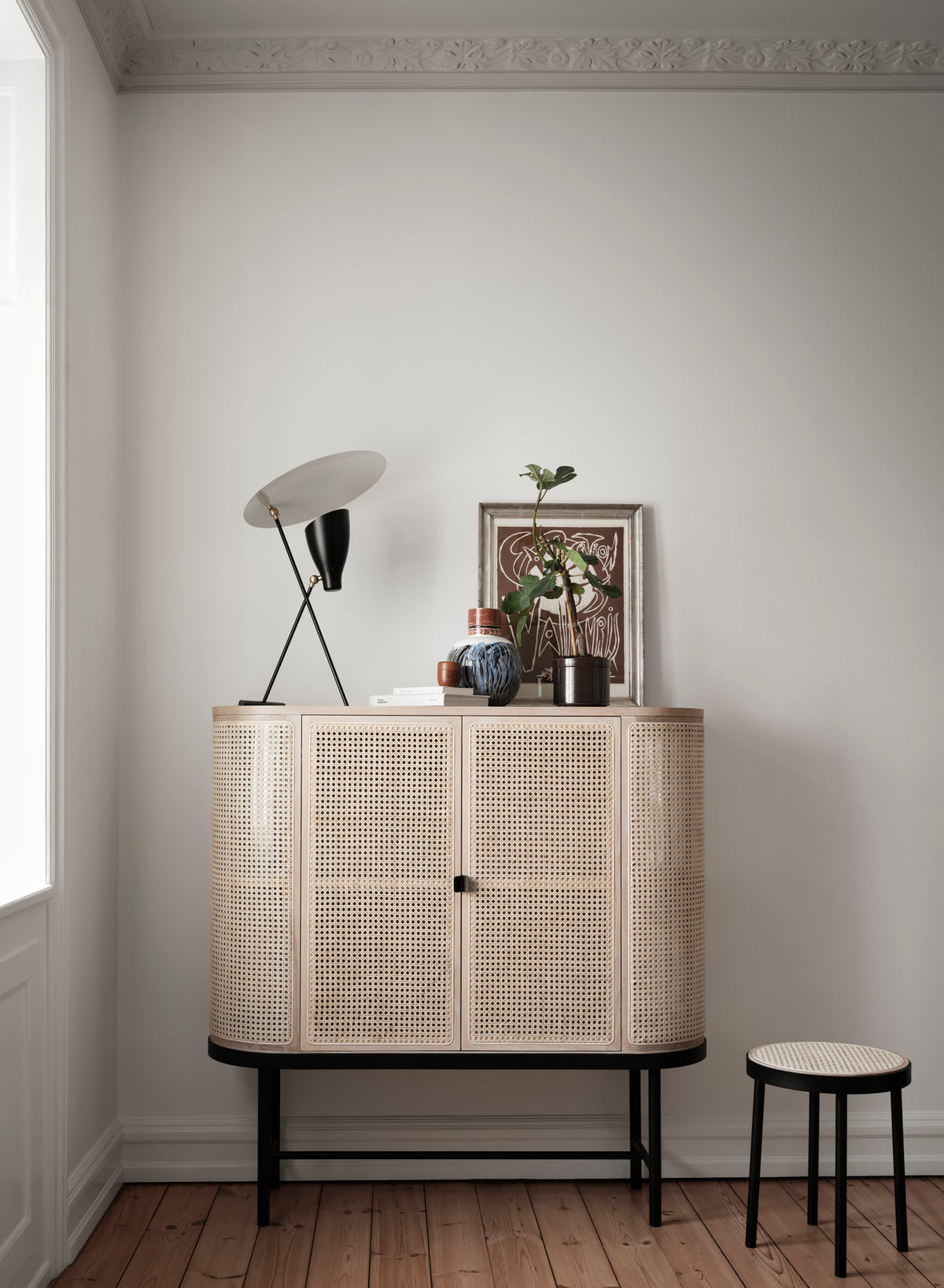 Be My Guest Bar Cabinet, French Cane/Oak